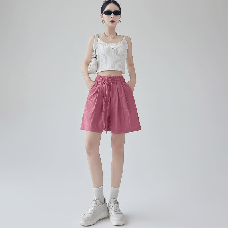 棉麻山本短裤女夏季薄款2025年新款高腰休闲阔腿裤冰丝运动五分裤