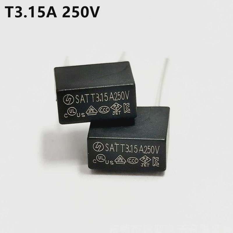 SAT塑封方形保险丝T3.15A 250V 8*4 黑色慢熔断保险丝 392系列
