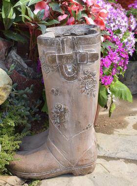 创意工艺品雨鞋花园复古落地栽插花摆件室内客厅花盆庭院装饰品