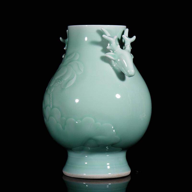 批发景德镇年货手工仿古花瓶影青雕刻工艺花瓶中式家居陶瓷器摆件