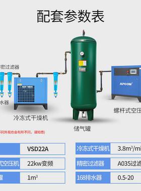 螺旋式螺杆机式空压机22kw气泵3立方冷干机30/37kw一套空气压缩机