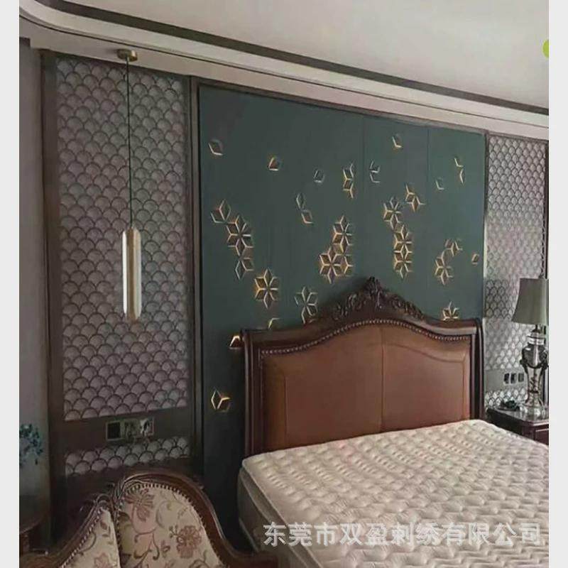 抖音网红玄关雕背景墙极简皮艺术墙面割花透光浮雕精雕软包硬包