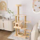 河北厂家痒宽敞大平板猫平台蹭四季 通用双层稳定黄麻猫爬树加工