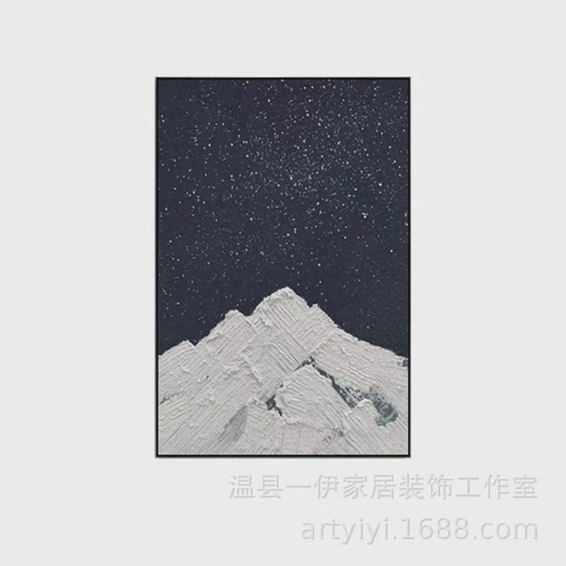 手绘装饰画厚肌理背立体浮雕油画走廊过道壁画现代轻奢雪山有靠山图片