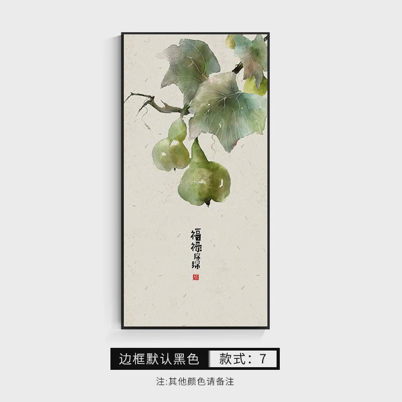 新款吉祥寓意水果新中式事事如意玄关装饰画挂画入户门厅走廊柿子图片