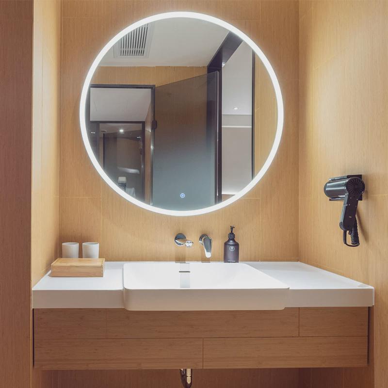 全季酒店4.0款智能浴室镜厕所发光led镜卫生间不锈钢边框镜子