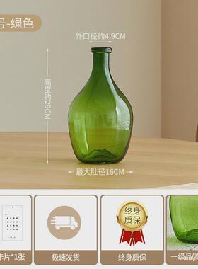 北欧简约小口大肚透明玻璃花瓶吊钟马醉木插花水培落地装饰摆件