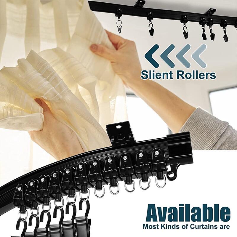 黑色轨道套装飘窗u型可配件塑钢轨道含滑轮安装码弯曲（5米）