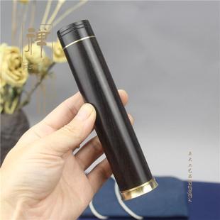 正大黑檀木大号镶黄铜线香桶木质线香筒卧香盒便携点香器家居香炉