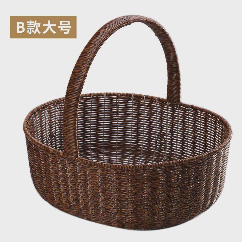 户外藤编野餐采摘菜篮编织家用商超陈列水果礼品杂物大容量手提篮,收纳整理,橱柜收纳筐,淘宝优惠券,粉丝福利购,淘宝优惠卷