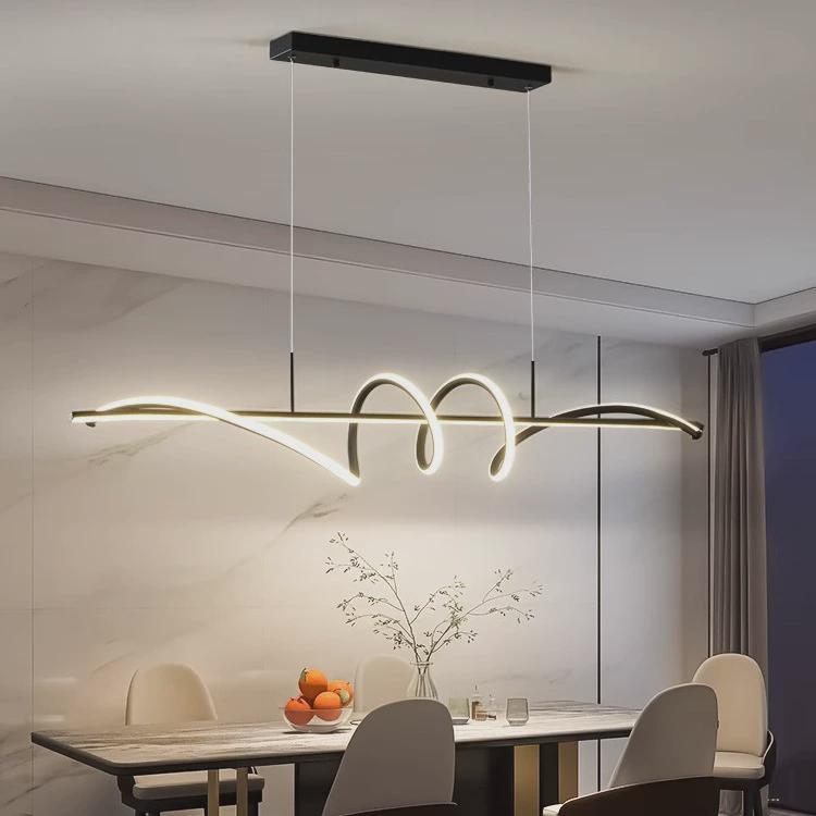 餐厅吊灯北欧风简约现代极简饭厅吧台桌灯创意个性厨房餐长条灯