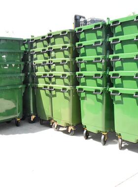 660l环卫垃圾桶加厚带轮户外大号手推垃圾车塑料1100升移动垃圾箱