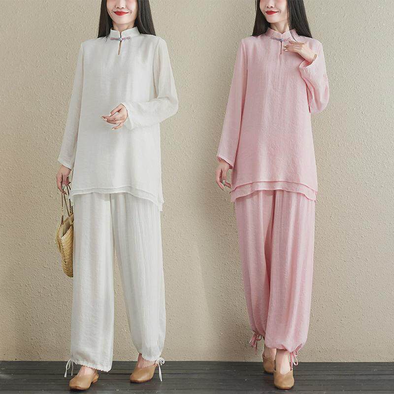 白色太极服套装女新款休闲高档太极服装女道服太极拳练功服女夏季