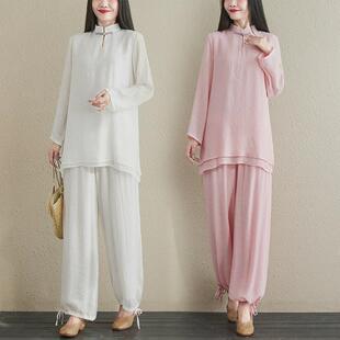 白色太极服套装女新款休闲高档太极服装女道服太极拳练功服女夏季