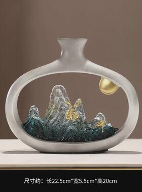 高级感假山花瓶摆件客厅玄关博古架办公室桌中古风工艺品装饰乔迁