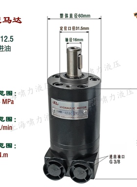 上海啸力 小型高速液压马达BMM8/OMM8 12.5 20 32 40 50 摆线马达