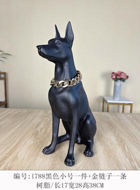 家居客厅装饰看门狗雕塑仿真杜宾犬别墅摆件花园门口大型落地摆件