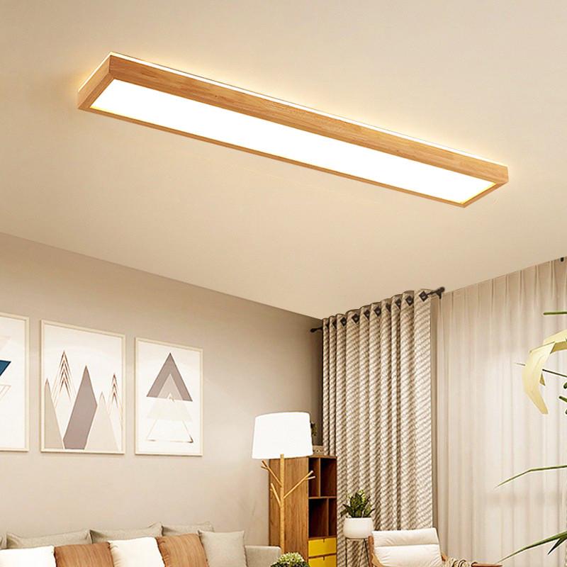 日式led灯家用过道吸顶灯北欧实木玄关灯新中式阳台入户长条原木