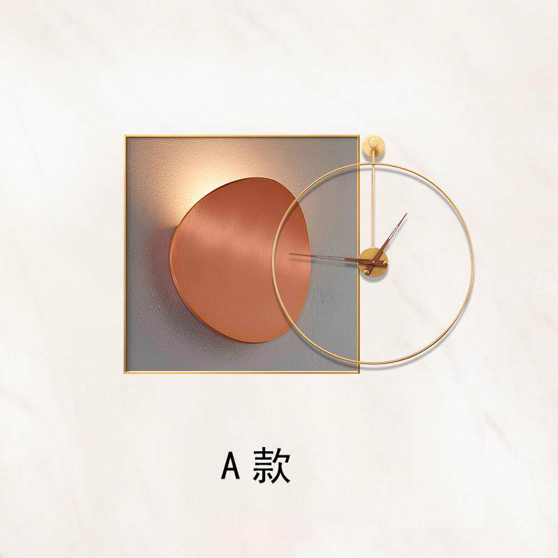 现代轻奢客厅装饰画带钟表沙发背景墙挂画餐厅卧室抽象简约挂画