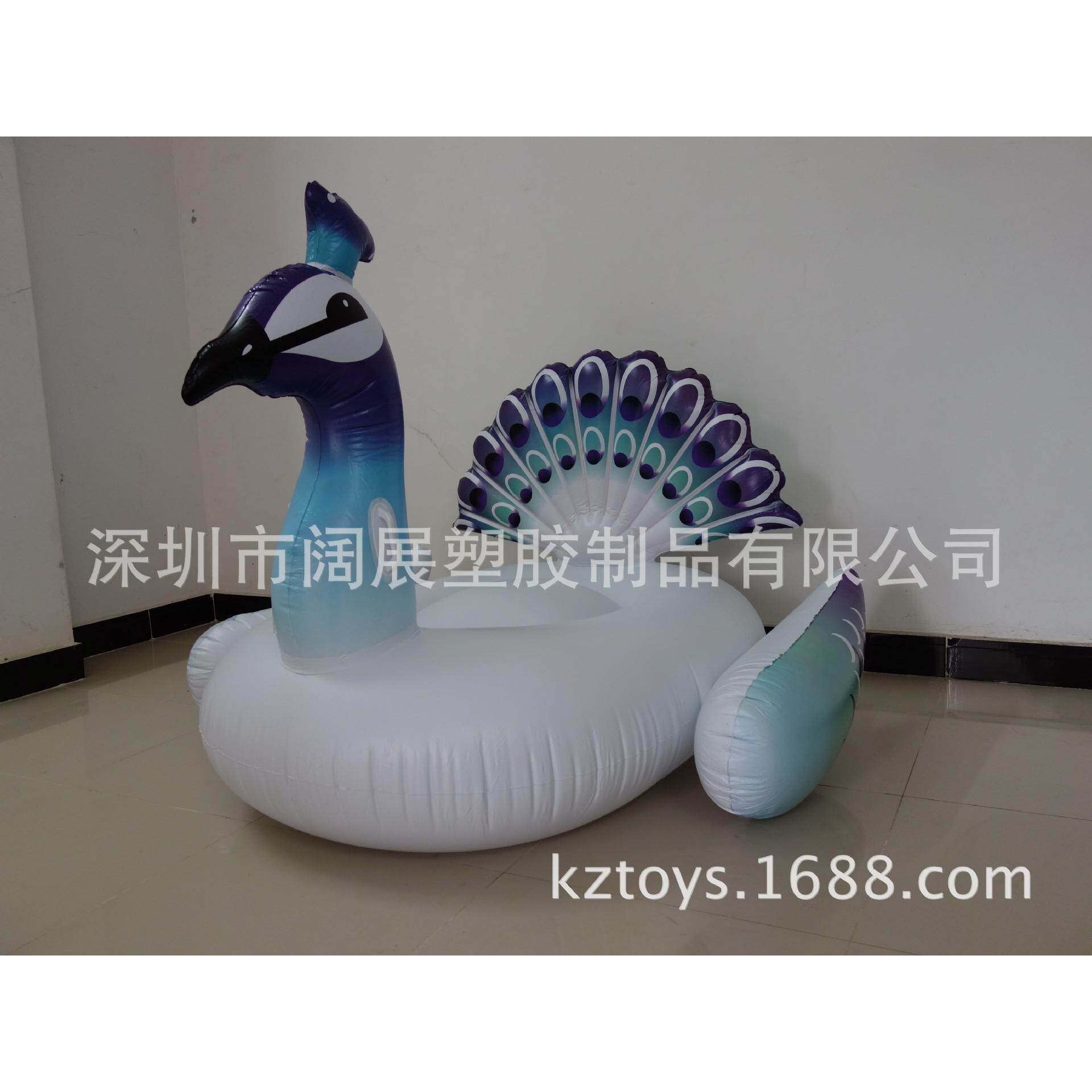 现货供应pvc水上充气蓝孔雀浮排,孔雀浮床,充气孔雀坐骑