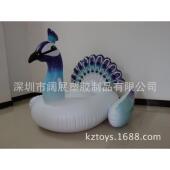 现货供应pvc水上充气蓝孔雀浮排 充气孔雀坐骑 孔雀浮床