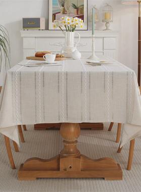 桌布绿色镂空美式网红防尘布艺棉麻清晰田园ins长方形餐桌布