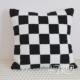 95N法式 客厅沙发靠垫白色ins黑白靠 朱伊纹靠包复古棋盘格抱枕美式