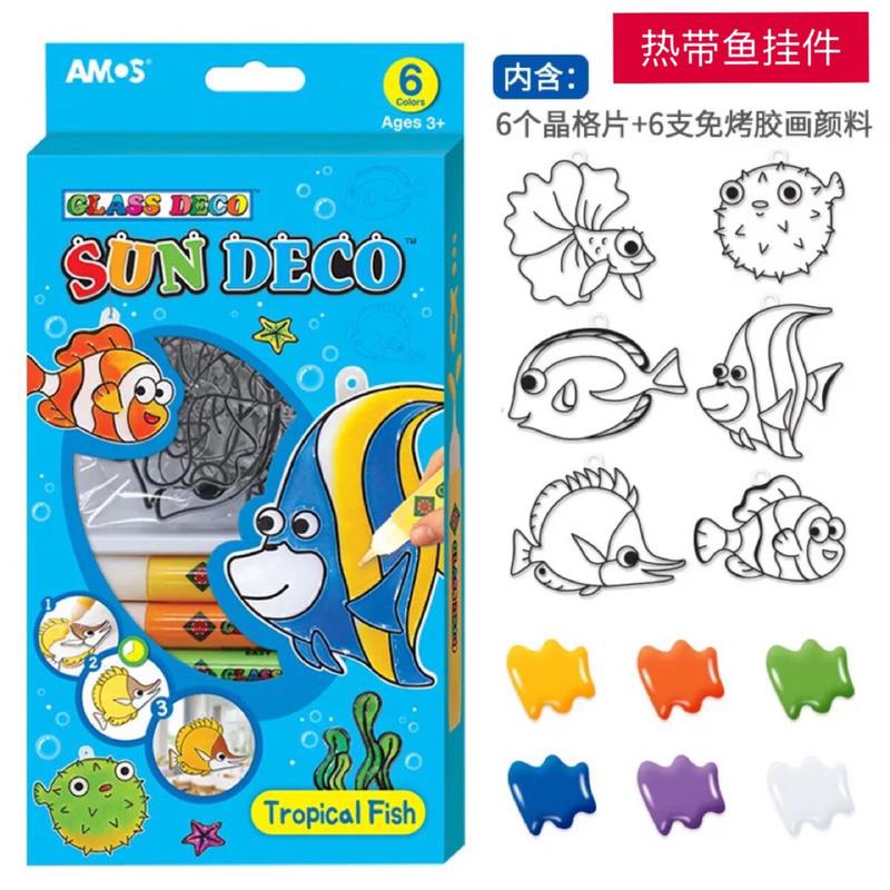 amos圣诞儿童胶画款免烤玻璃画窗贴自然晾干立体女孩卡通挂件图片