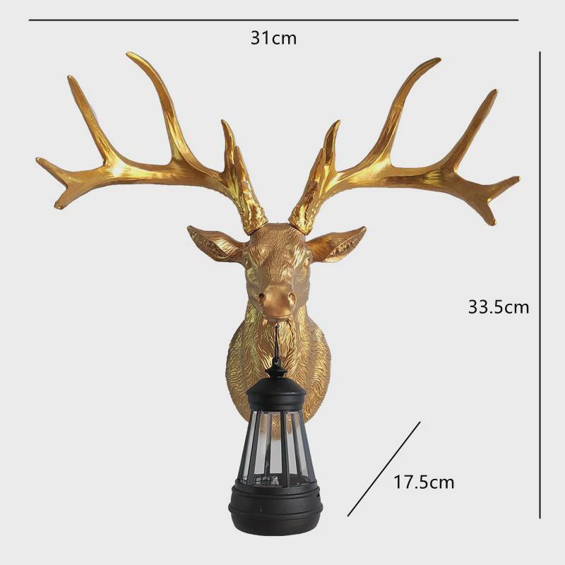 鹿头装饰壁灯太阳能户外庭院灯家居客厅背景墙动物挂件树脂工艺品