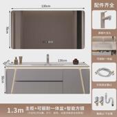 现代简约可丽耐一体盆洗漱台奶油风浴室柜组合卫生间洗手洗脸池