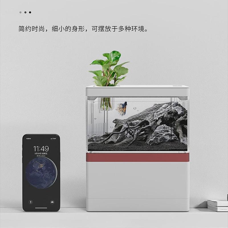 热销迷你桌面鱼缸小型造景循环免换水生态创意自办公室家用鱼缸水