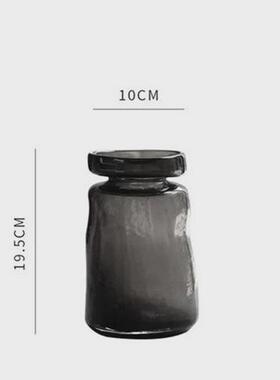 田园异性高端玻璃花瓶摆件客厅水养花轻奢创意干花桌面样板间装饰