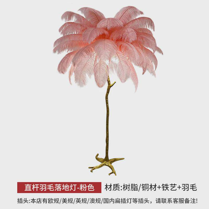 现货羽毛落地灯客厅高级感卧室床头北欧网红ins风氛围灯装饰台灯