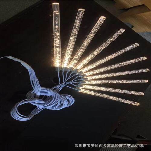 新款婚庆道具10头磨砂棒发光酒店婚礼堂舞台布置亚克力吊灯装饰灯