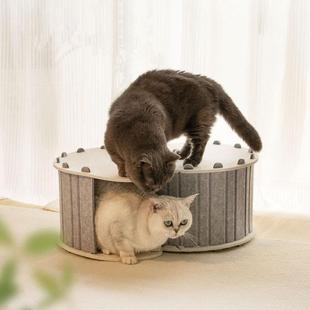 通用猫咪窝立式 毛毡猫窝四季 双层猫窝猫抓板便携收纳宠物窝可拆卸