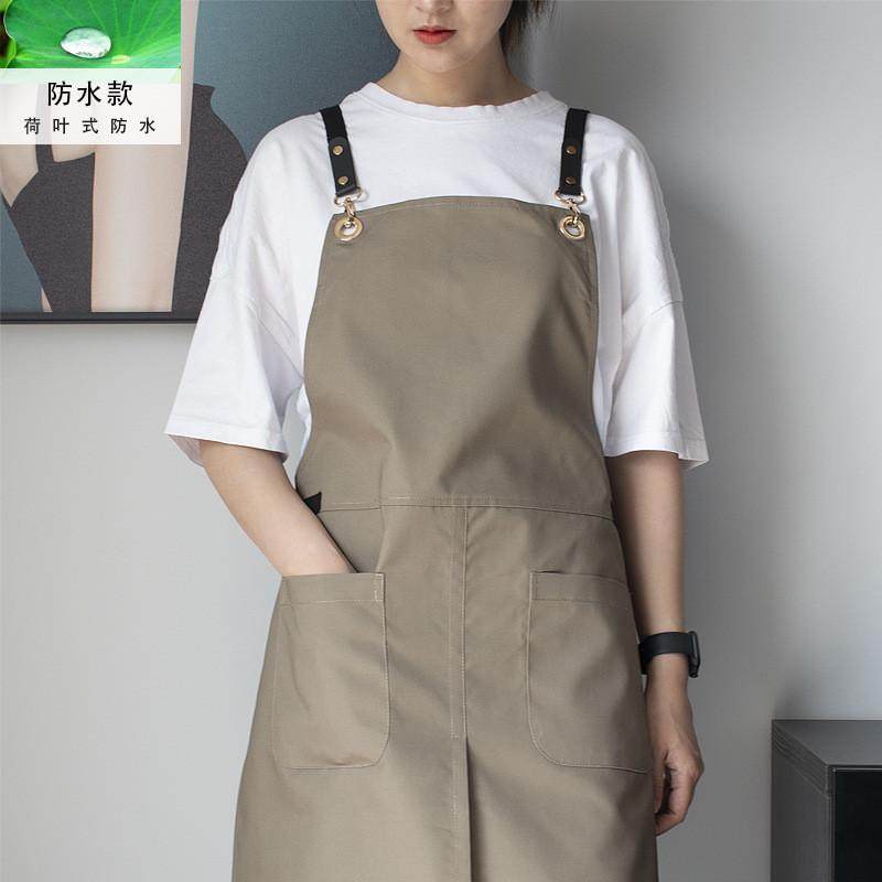 网红围裙开叉工作服北欧女厨房服务员帆布防水时尚男定制logo印字