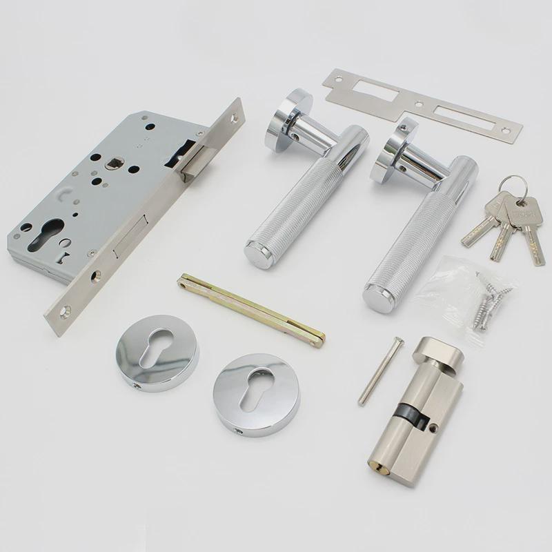 欧式室内门铜执手静音分体锁酒店房门实心把手静音防盗机械门锁