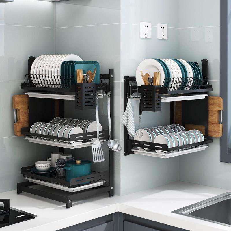 壁挂不锈钢卡扣式多层碗碟收纳架厨房落地台面免打孔沥水碗,厨房/烹饪用具,抹布架/厨房清洁收纳架,淘宝优惠券,粉丝福利购,淘宝优惠卷