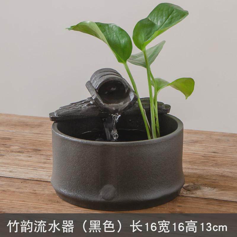 微小圆型禅意陶瓷桌面金鱼缸吐流水器生财加湿摆件瀑布喷泉循环水,家居饰品,装饰摆件,淘宝优惠券,粉丝福利购,淘宝优惠卷