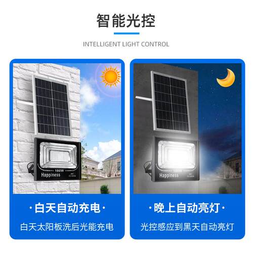 新款rgb太阳能灯led户外防水全自动感应太阳能投光灯大功率庭院灯