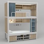 大学生宿舍带上床下桌铁架床钢木组合高低床书桌公寓床衣柜型材床