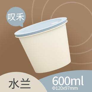邦民一次性汤碗圆形带盖耐高温密封600ml外卖打包盒高档餐饮商用