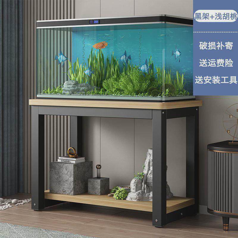 鱼缸客厅底架鱼缸架钢木底柜桌子金属架子铁艺置物架底座储物架子