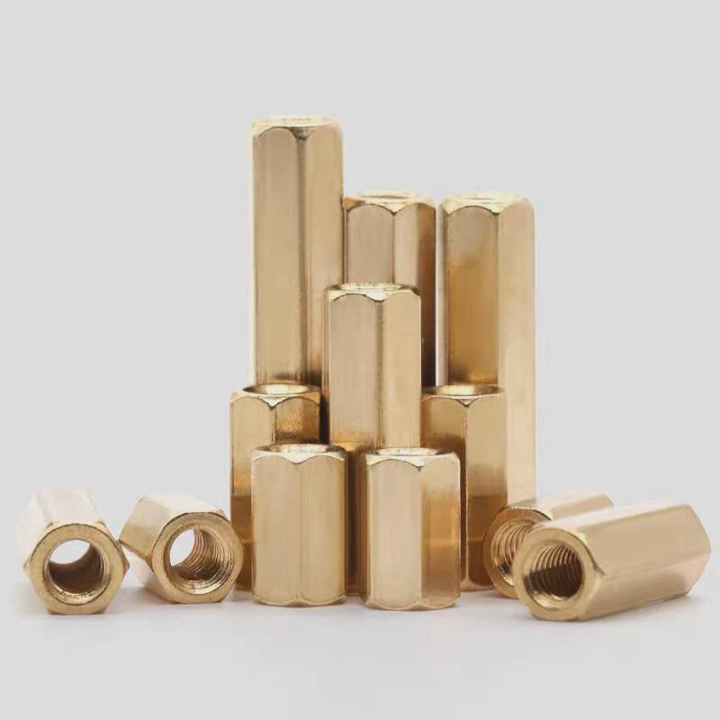 m2黄铜双通六超长母六方直通加长螺帽角柱六边双头支撑螺柱