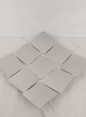 欧式九宫格收纳果盘金属摆件客厅餐厅茶几样板间桌面家居饰品软装