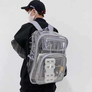 透明果冻包男高中大学生PVC书包女2025新款双肩包大容量防水背包