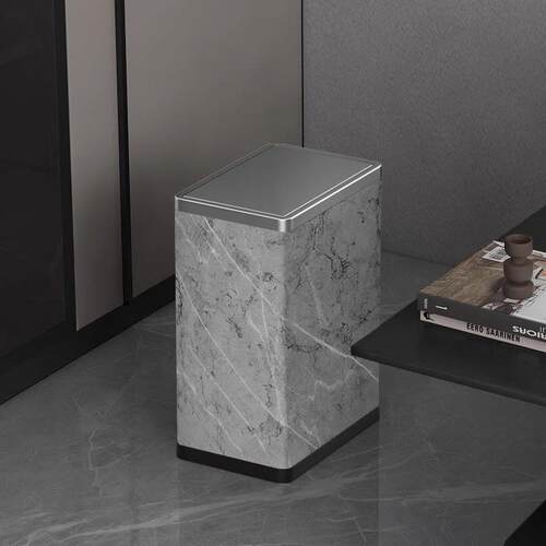 垃圾桶不锈钢卫生间窄夹缝家用翻盖轻奢大号方形客厅高档摇盖印制