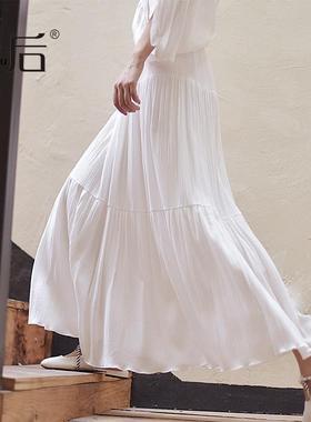 18577夏女文艺气质a字裙亚麻民族风大摆休闲中长款