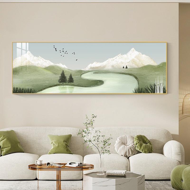 现代简约客厅装饰画轻奢大气山水风景挂画创意横版沙发背景墙壁画