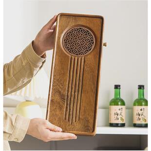 胡桃木干泡盘实木排水式 茶台功夫茶具干泡台 茶盘日式 家用储水式